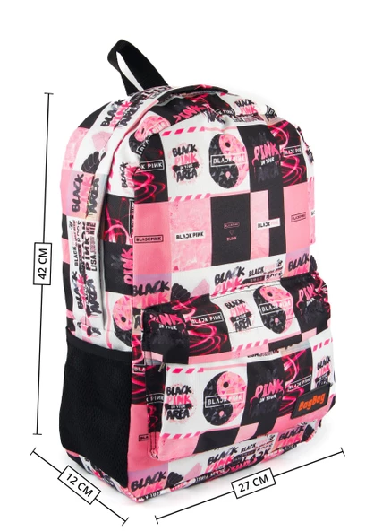 4'lü Set Blackpink K-Pop Desenli Sırt Çantası Kalemlik Makyaj Çantası Büyük Boy Makyaj Çantası - 3