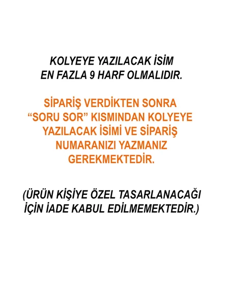 Kişiye Özel İsim Yazılı Gold Renkli Bijuteri 45cm Zincirli Kolye - 6