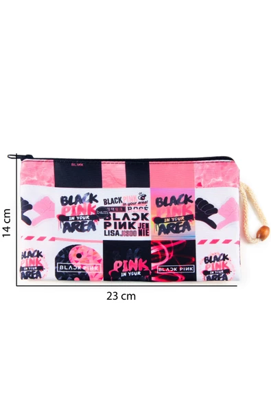 4'lü Set Blackpink K-Pop Desenli Sırt Çantası Kalemlik Makyaj Çantası Büyük Boy Makyaj Çantası - 7