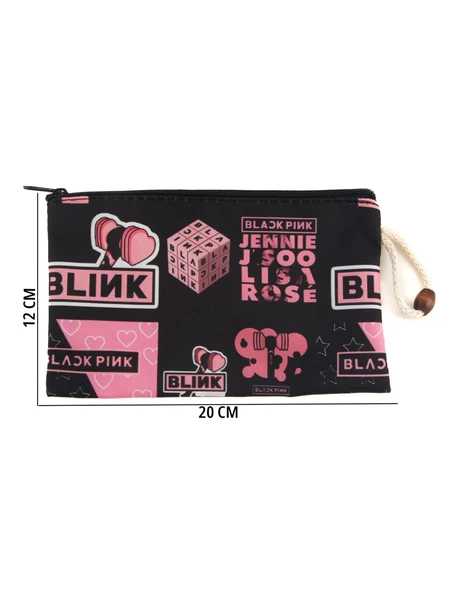 4'lü Set Blackpink K-Pop Desenli Sırt Çantası Kalemlik Makyaj Çantası Büyük Boy Makyaj Çantası - 6