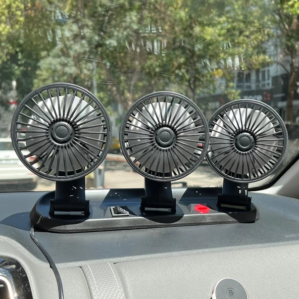 Araç Araba Otomobil 3 lü Vantilatör Fan Pervane Soğutucu 12V FAN40 - 7