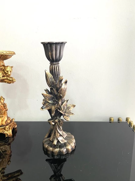 Şamdan mumluk çiçek şamdan polyester - 11