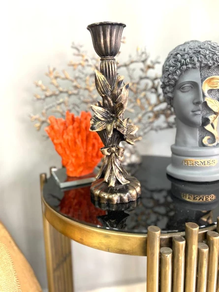 Şamdan mumluk çiçek şamdan polyester - 9