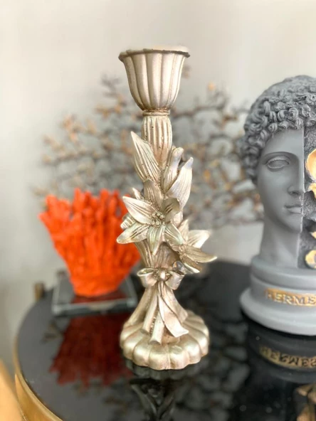 Şamdan mumluk çiçek şamdan polyester - 7