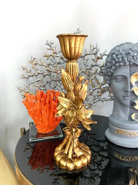 Şamdan mumluk çiçek şamdan polyester - 2