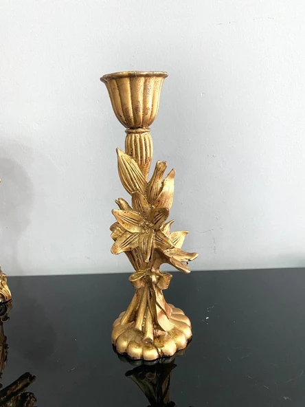 Şamdan mumluk çiçek şamdan polyester - 3