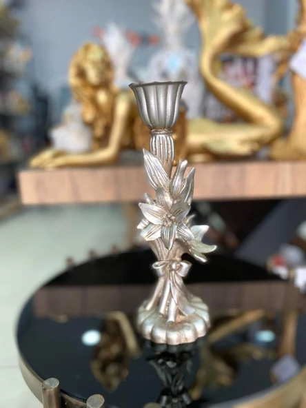 Şamdan mumluk çiçek şamdan polyester - 5