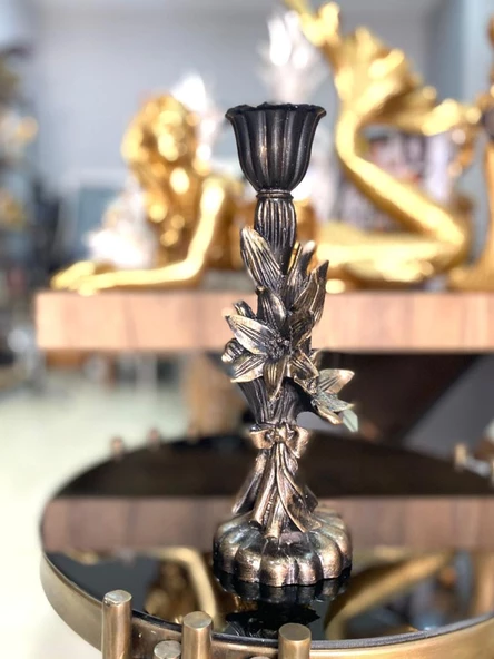 Şamdan mumluk çiçek şamdan polyester - 10