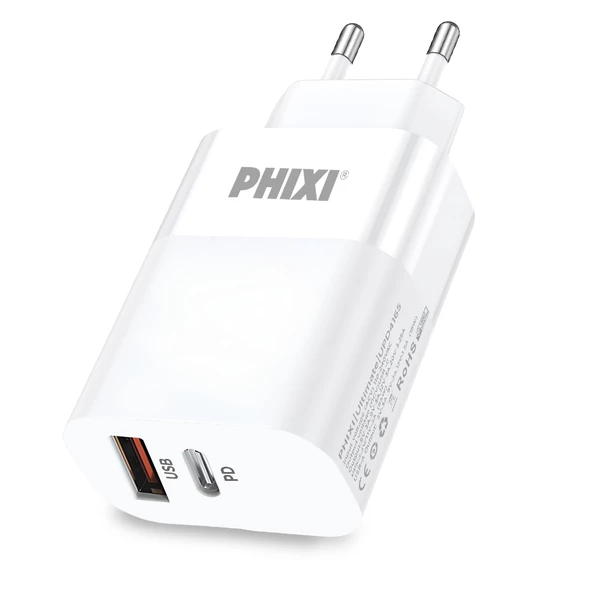 PHİXİ ULTİMATE UPD4165 65W PD ÇİFT ÇIKIŞLI HIZLI ŞARJ ADAPTÖR