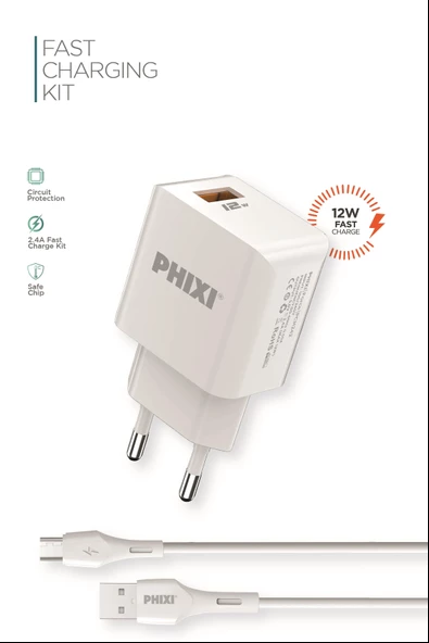 PHİXİ PCH242M FORCE AKIM KORUMALI 2.1A MİCRO USB KABLOLU ŞARJ CİHAZI - 4