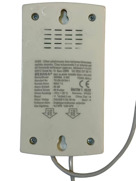 Sekma Doğal Gaz (Metan) Alarm Dedektörü S-092 - 3