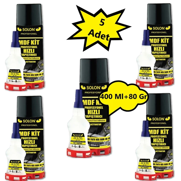 5 Adet Profesyonel MDF Kit Hızlı Yapıştırıcı 400 Ml+80 Gr.