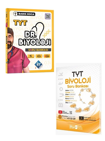 Biyotik Yayınları 2025 TYT Biyoloji Soru ve KR Dr. Biyoloji Soru 2 Kitap Set