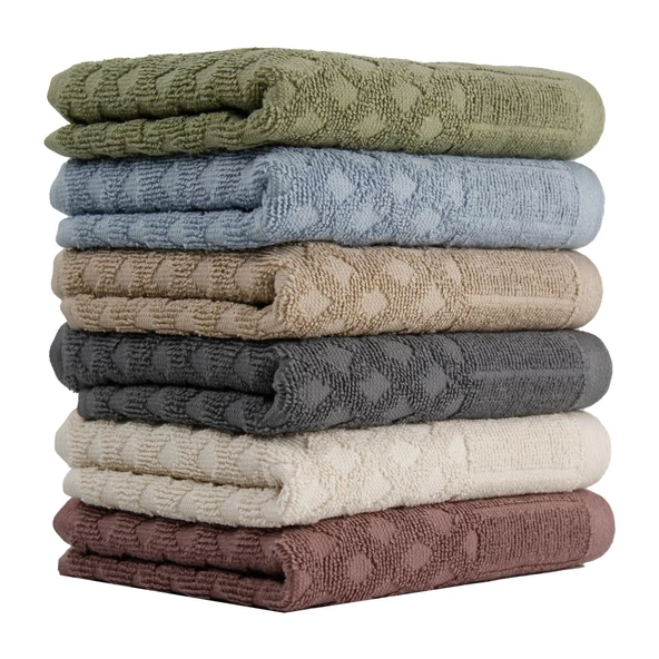 Earth 6 lı El-Yüz-Havlu seti 30 x 50 cm 100 % Pamuk Bukle - 2