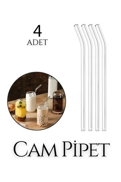 4 Adet Şeffaf Cam Pipet -eğimli Cam Pipet