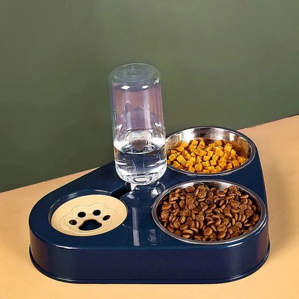 TechTic 3in1 Kedi Köpek Mama Su Kabı Paslanmaz Çelik Mama Kabı Tas Suluk Evcil Hayvan Kasesi(Yeşil) - 3