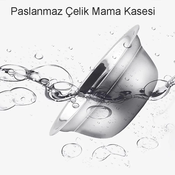 TechTic 3in1 Kedi Köpek Mama Su Kabı Paslanmaz Çelik Mama Kabı Tas Suluk Evcil Hayvan Kasesi(Yeşil) - 5