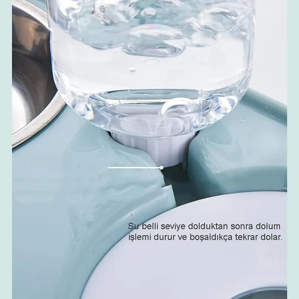 TechTic 3in1 Kedi Köpek Mama Su Kabı Paslanmaz Çelik Mama Kabı Tas Suluk Evcil Hayvan Kasesi(Yeşil) - 6