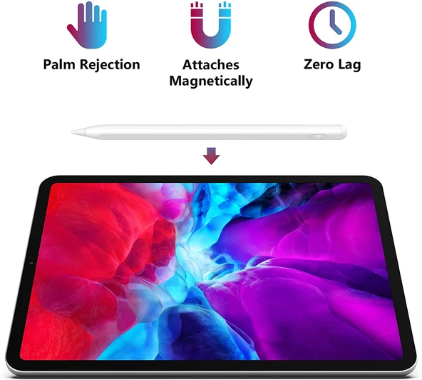 iPad  Air/Pro 11 inç 2024 Uyumlu Avuç İçi Algılamayan Eğimle Çizim Kalınlığı Değişen Tablet Kalemi - 5