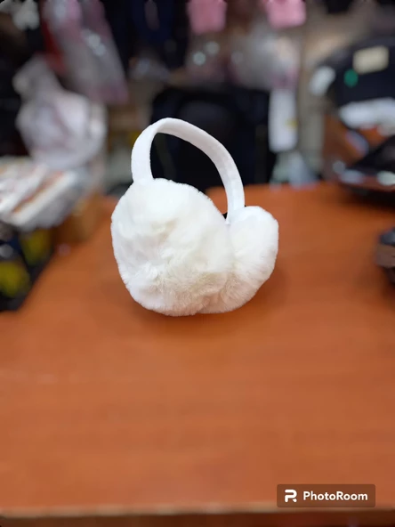 kışlık peluş kulaklık krem rengi soğuk önleyiçi kulaklık - 2