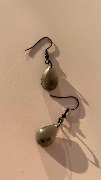 Parlak Füme Antrasit Renkli Siyah Aksesuar Damla Şekilli Sallantılı 3.5 CM Epoksi Küpe Hediyelik - Resim 5