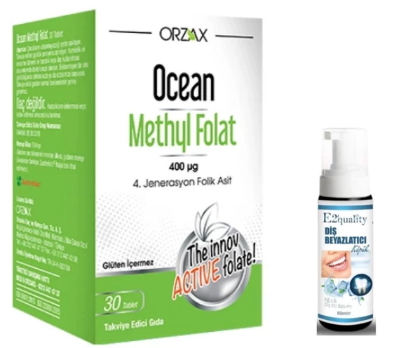 Orzax Ocean Methyl Folat 30 Tablet - Diş Beyazlatıcı Köpük Hediye - 1