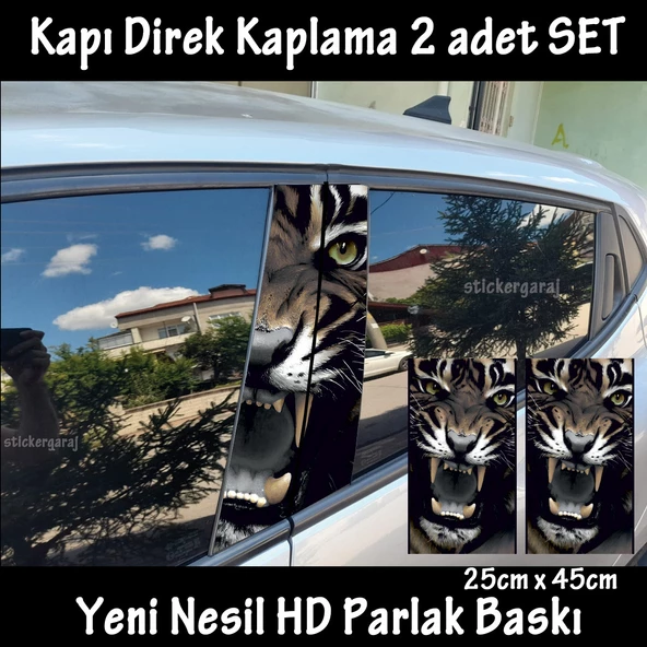 saldırgan kaplan oto kapı sticker 2li sağ sol kapı direk için folyo kaplama - tuning modifiye görünüm ürün görseli