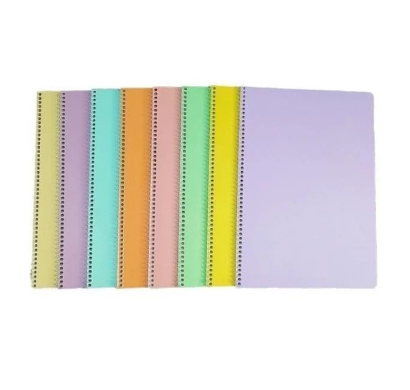 Flex Pastel 40 Yaprak A4 PP Kapak Spiralli Defter (6 Adet Çizgili)