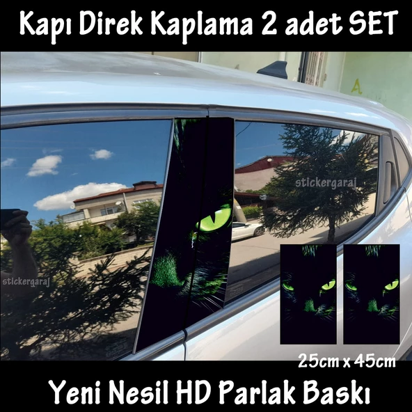 yeşil göz kedi oto kapı sticker 2li sağ sol kapı direk için folyo kaplama - tuning modifiye görünüm