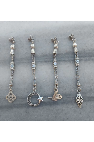 4 lü Tesbih püskülü doğaltaş epoksi kehribar Tesbih Püskül