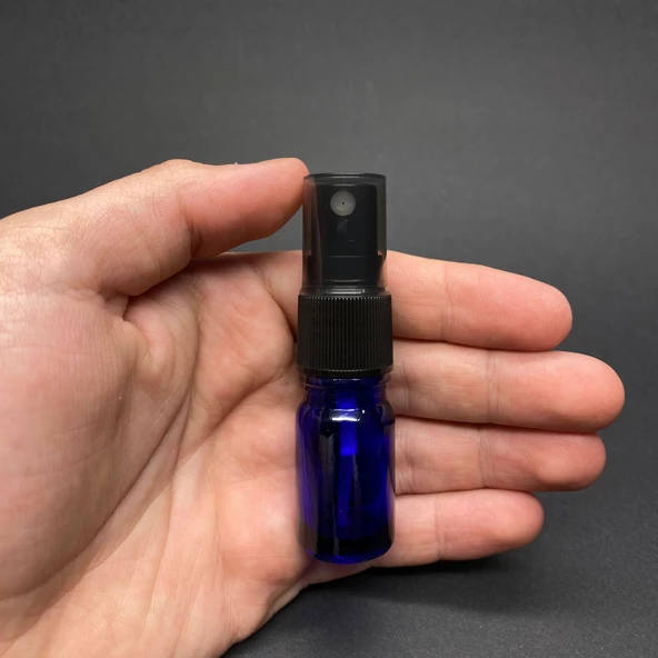 5 Ml Mavi Cam Şişe Siyah Spreyli  ,  5Cc MaviSpreyli Boş Şişe x 6 Adet