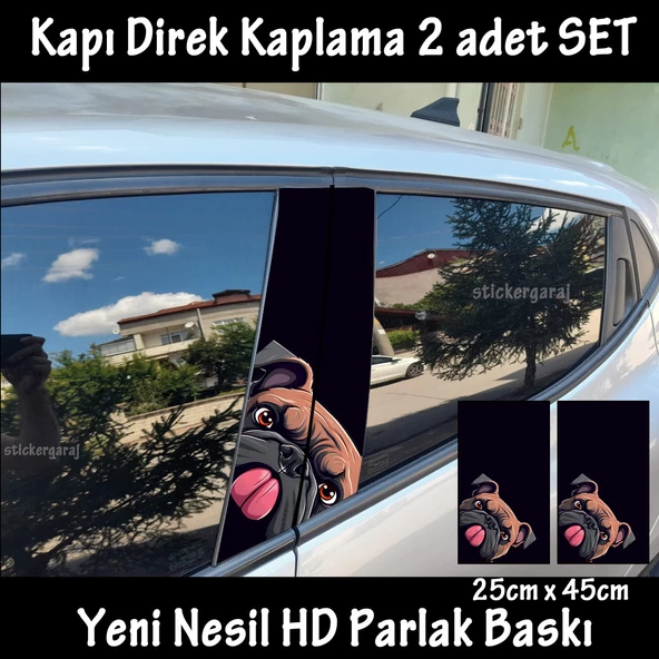 sevimli köpek oto kapı sticker 2li sağ sol kapı direk için folyo kaplama - tuning modifiye görünüm