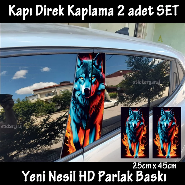 kurt renkli oto kapı sticker 2li sağ sol kapı direk için folyo kaplama - tuning modifiye görünüm