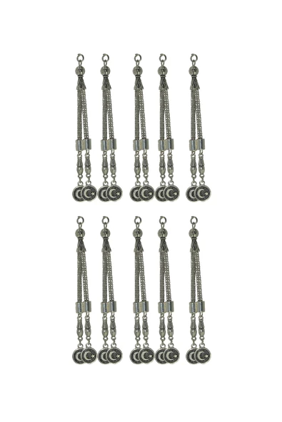 Hediyelik Doğal Taş Epoksi Zincirli Tesbih Püskülü Ayyıldız Modeli | 10'lu Set - 2