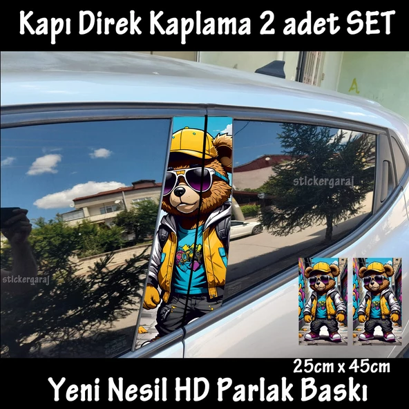 repçi ayı oto kapı sticker 2li sağ sol kapı direk için folyo kaplama - tuning modifiye görünüm