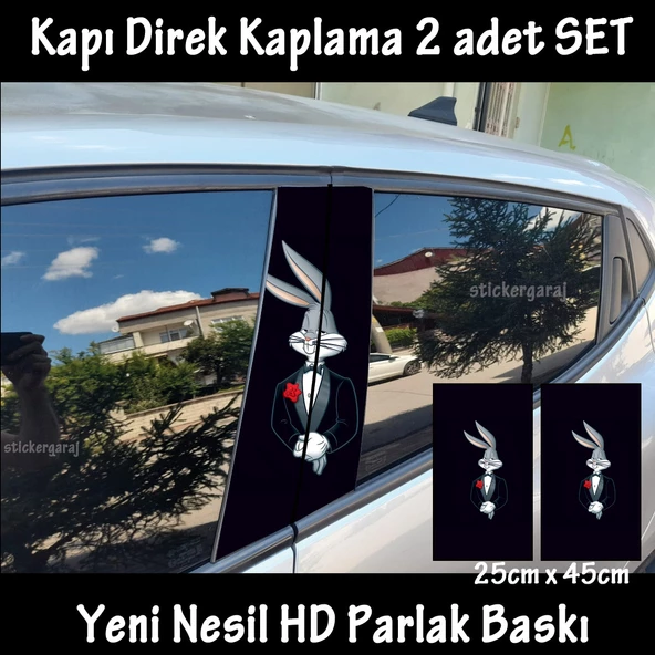 tavşan oto kapı sticker 2li sağ sol kapı direk için folyo kaplama - tuning modifiye görünüm - 1