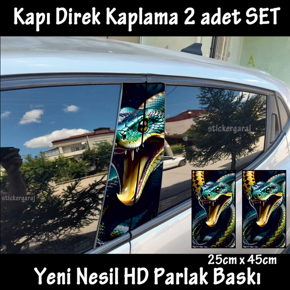 yılan oto kapı sticker 2li sağ sol kapı direk için folyo kaplama - tuning modifiye görünüm ürün görseli