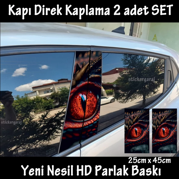 ejderha göz oto kapı sticker 2li sağ sol kapı direk için folyo kaplama - tuning modifiye görünüm
