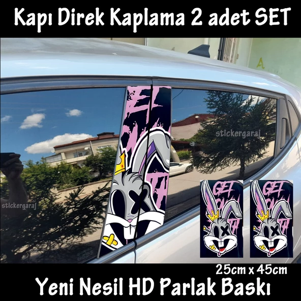 yaralı tavşan oto kapı sticker 2li sağ sol kapı direk için folyo kaplama - tuning modifiye görünüm
