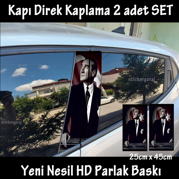 atatürk oto kapı sticker 2li sağ sol kapı direk için folyo kaplama - tuning modifiye görünüm