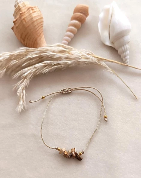 Bileklik Doğal Taş Bileklik Jasper Ayarlanabilir Kadın Kız Bileklik Çakra Yogo - 3