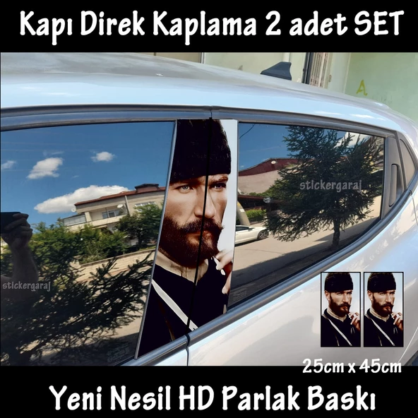 atatürk mustafa kemal oto kapı sticker 2li sağ sol kapı direk için folyo kaplama - tuning modifiye görünüm