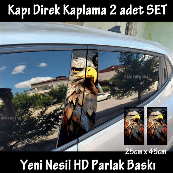 yırtıcı kartal oto kapı sticker 2li sağ sol kapı direk için folyo kaplama - tuning modifiye görünüm