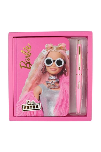 Orijinal Barbie Extra Notebook Pembe 2 li Kalın Kapak Çizgili Defter Tükenmez Kalem Lisanlı Barbie Baskılı Not Defteri Seti