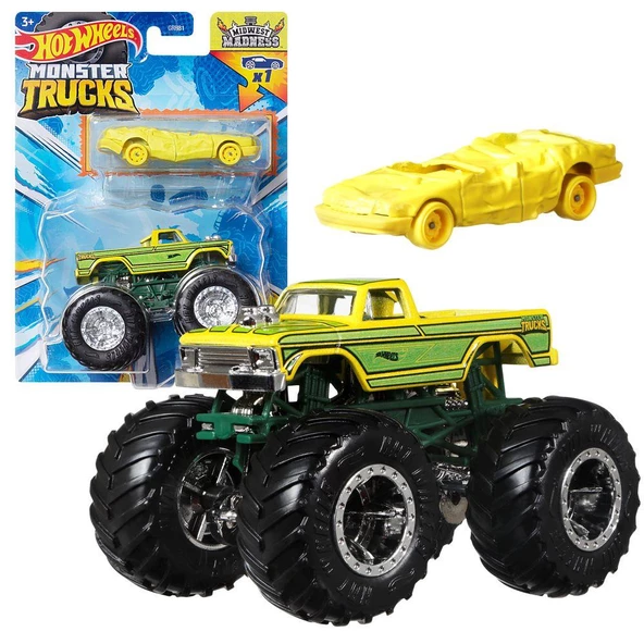 Hot Wheels Monster Trucks ve Araba Seti 1:64 Arabalar Midwest Madness GRH81-HWN42