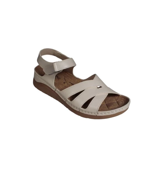 YAZKIŞ Kadın Siyah Vizon Önü Çift Çapraz Bantlı Bilği Çrtlı Rahat Comfort Taban Esnek Sandalet - Resim 2