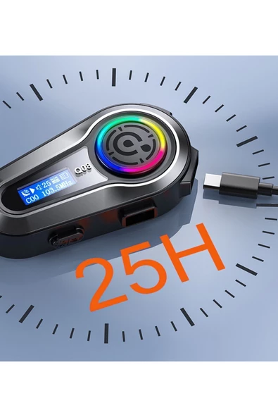 Motorsiklet Kask Interkom Kulaklık RGB Işık LCD Ekranlı FM Radyo Bluetooth 5.3 Çift Telefon Bağlantı - 6
