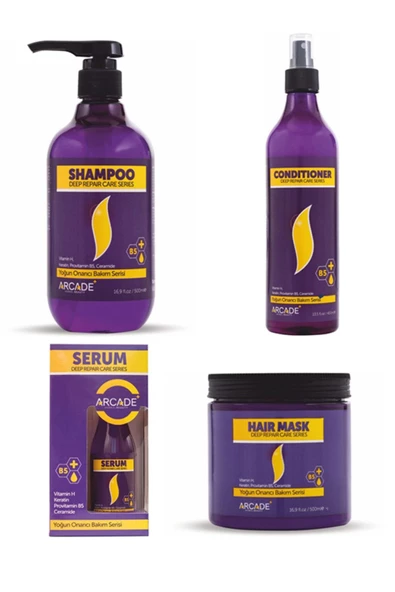 Arcade Yoğun Onarıcı Bakım Serisi ( Şampuan 500 ML Maske Serum Fön Suyu)