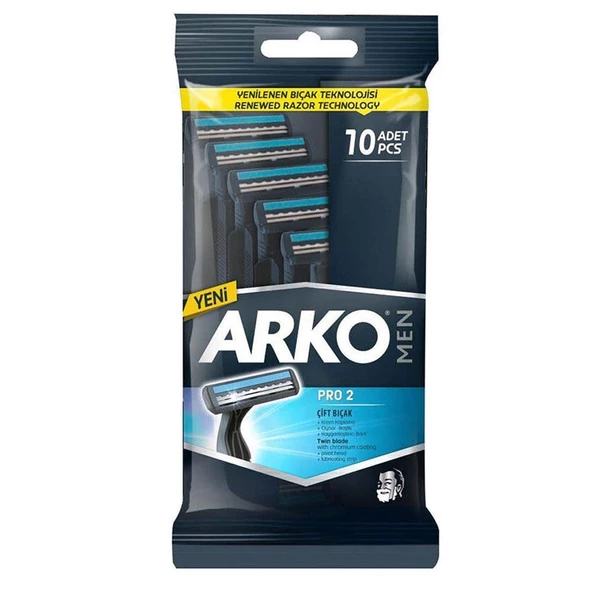 Arko Men PRO 2 Çift Bıçaklı Tıraş Bıçağı 10 lu Poşet