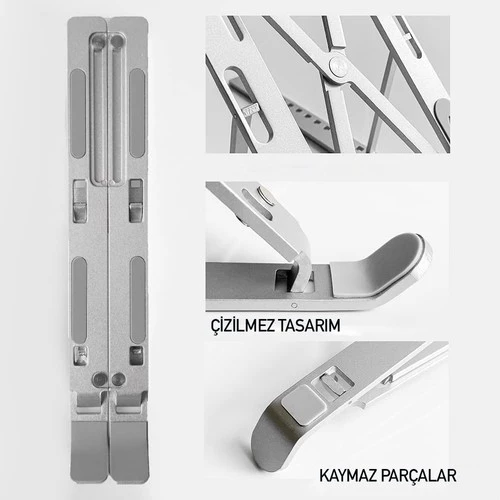 Mi7a Alüminyum Ayarlı Laptop Macbook Notebook Yükseltici Tutucu Stand - 4
